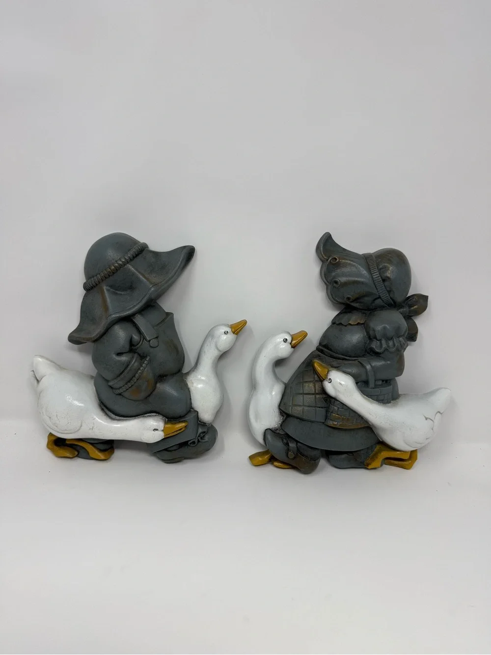 Grey Goose Couple Figurine Set with White Geese - Home Accents